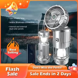 Home & Marker – 5-in-1 Campinglamp Oplaadbaar – LED Kampeerlamp met Ventilator, Bluetooth Speaker, Powerbank & Kompas – Tentverlichting Outdoor – LANTFAN — thumbnail 4