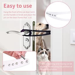 Kattendeurhouder met slot, 7 verstelbare gaten, houdt honden buiten, 2 stuks huisdierendeurhouder voor slaapkamer (zwart) — thumbnail 4