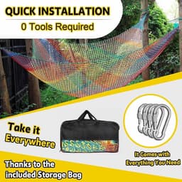 Klimnet voor kinderen, klimnet, outdoor, klimbagagenet, dubbellaags, 4 mm dik touw, 4 cm gat met opbergtas, voor speelplaats, outdoor, indoor, tuin, kleurrijk, 3 x 3 — thumbnail 5