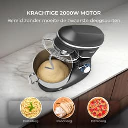 Lìon® Deegmachine - Mixer met Kneedhaak - Kneedmachine - Zwart - 38cm x 24cm x 32cm — thumbnail 2