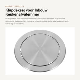 Klapdeksel Inbouwdesign - Afvalemmer - Roestvrij Staal - Compact - Geschikt voor Thuis/Kantoor - Afmetingen 16,5 x 16,5 x 3,3 cm - Afvalbakdeksel — thumbnail 4