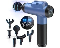 Lìon® Masage Gun - Draadloze Massage Gun - Spiermassage Apparaat - Zwart/Blauw - 23cm x 16cm x 6cm