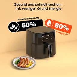 Luchtfriteuse XL - Airfryer Gezinnen - Gezond Frituren - Stil 50 dB - 65 Liter - Zwart — thumbnail 2