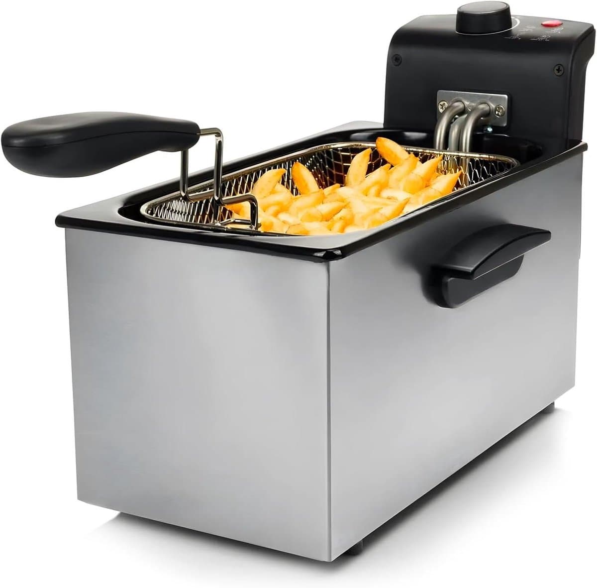Roestvrijstalen Friteuse - Frituurpan Elektrisch - Knapperige Snacks Maken - Met Koelzone - 3 Liter - Zilver — afbeelding 1