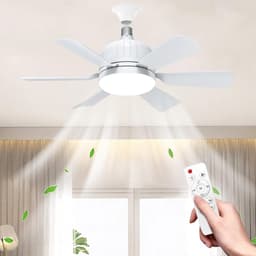 Ventilator - Inschroefbare Plafondventilator met Licht en Afstandsbediening - 52 cm - 3 Snelheden en 3 Kleurtemperaturen (3000-6500K) - Voor E27 Fitting - Geschikt voor Slaapkamer, Keuken, Woonkamer - Wit — thumbnail 1
