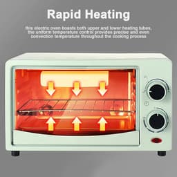 Elektrische Mini-oven - Aanrecht Oven Convectie - Snel Maaltijden Bereiden - Regelbare Temperatuur - 12 Liter - Groen — thumbnail 3