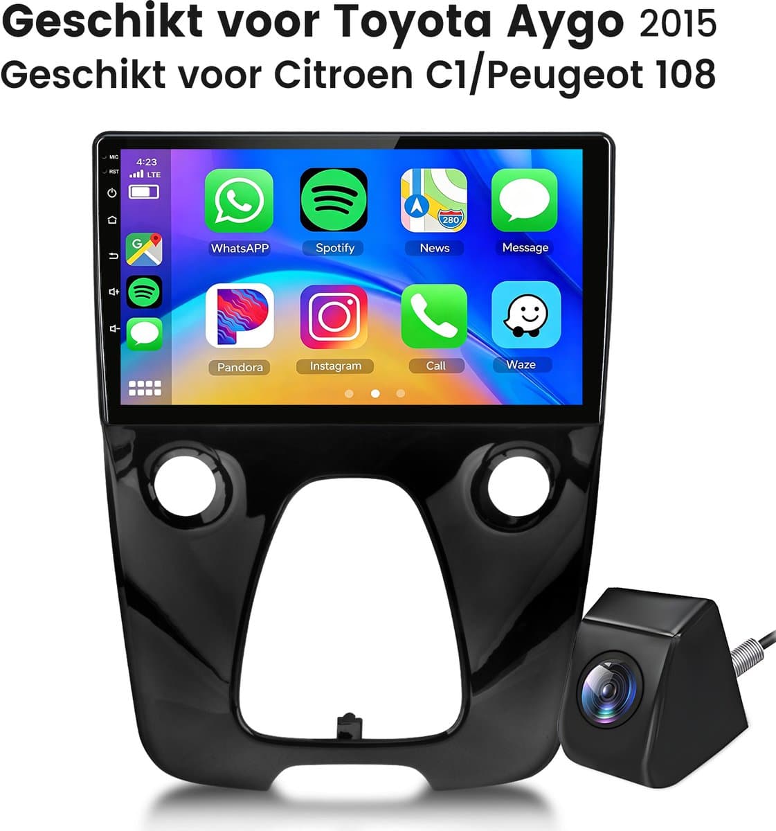 Cestovet Autoradio - Geschikt Voor Toyota Aygo / Citroen C1 / Peugeot 108 - Apple Carplay & Android Auto - Bluetooth & Wifi - LINUX System -achteruitkijkcamera — afbeelding 1