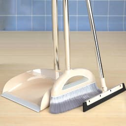 Stof- en borstelset - Stoffer en blik - Huishoudelijk schoonmaken - Met kamfilter - Lange steel - Meerkleurig — thumbnail 3