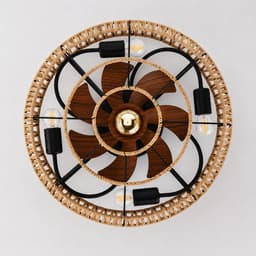 Minovia Sora Plafondlamp met Ventilator – Rotan Design – Afstandsbediening – Voor Wonen, Slapen en Werken — thumbnail 1