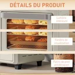 HOMCOM Airfryer Oven - Metaal - 32x27,2x29,8cm - Crème — thumbnail 3