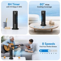 Tafelventilator 30 cm – 110° Oscillatie – 3 Modi – Timer 2/4/8 Uur – Draagbaar – Afstandsbediening – Zwart — thumbnail 4