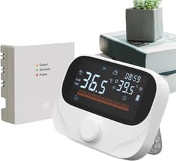 Slimme Thermostaat - App Thermostaat Kamer - Temperatuur Regelen - Spraak en App Bediening - 11.8x8.6cm - Wit — thumbnail 1