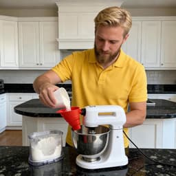 Meeltrechter Keukenmachine - Keukentrechter Overloopbeveiliging - Bakken Zonder Rommel - Lekvrij Ontwerp - 5 Liter Mengers - Rood — thumbnail 5