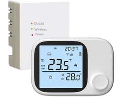 Intelligente Thermostaat - Wifi Regelaar - Comfort Beheer - App en Spraakbesturing - 8.6 x 8.6 x 3 cm - Wit