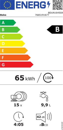 Beko BDUN16450X | Onderbouw vaatwasser | B Label | RVS — thumbnail 2