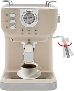 Espressomachine Met Stoom melkschuimer - 20 Bar Pomp drukmeter 1,5L Waterreservoir Lekbak - Voor Cappuccino Latte Macchiato En Meer - Beige Wit — thumbnail 4
