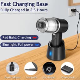 3-in-1 Draadloze Handstofzuiger Elektrische Persluchtblazer, Oplaadbare Mini Stofzuiger Opgewaardeerd Model Zwart, Voor Huisdierenhaar en Autoreiniging — thumbnail 5