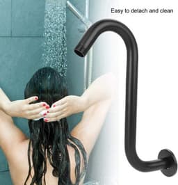 20 cm Douche-verlengstuk - roestvrij staal - S-gebogen - grote hoogte - badkameraccessoires - zwart - duurzaam — thumbnail 4