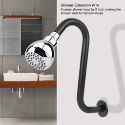 20 cm Douche-verlengstuk - roestvrij staal - S-gebogen - grote hoogte - badkameraccessoires - zwart - duurzaam — thumbnail 5