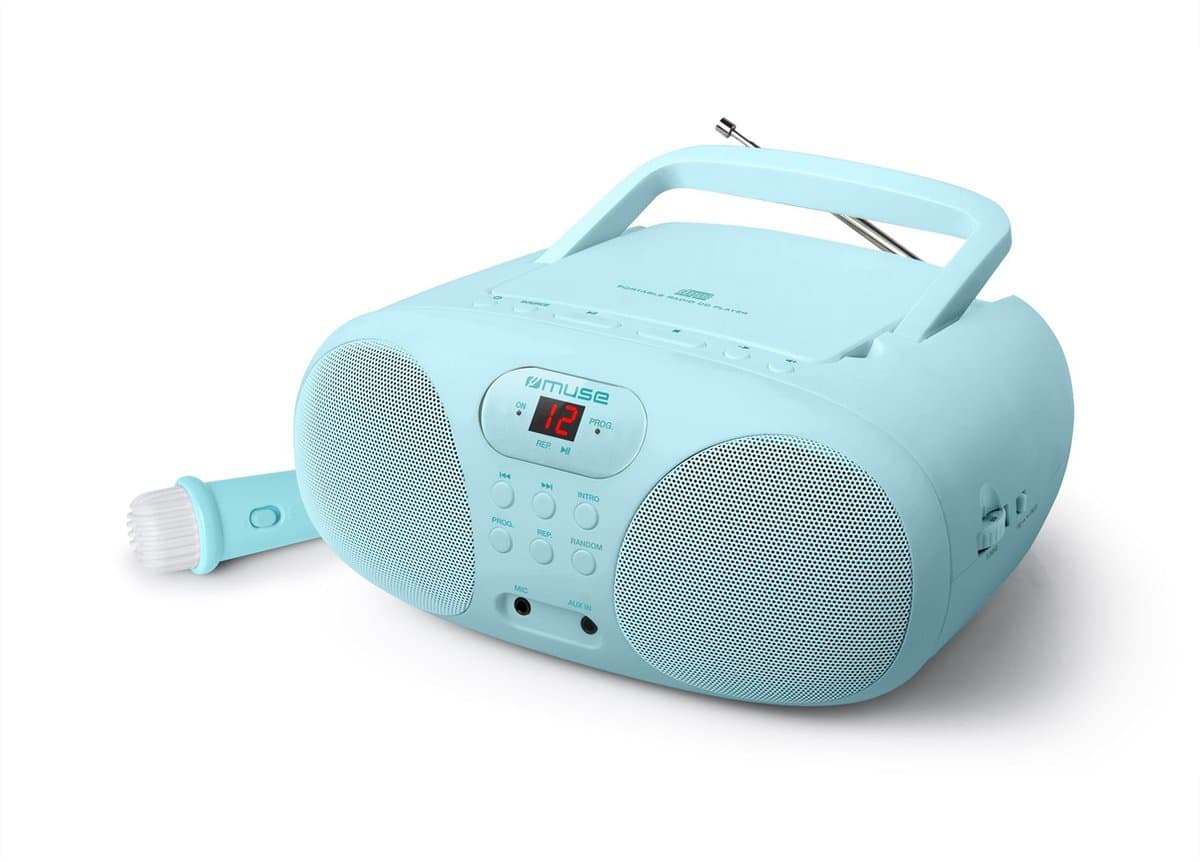 Muse MD-203KB - Boombox met radio/CD-speler en microfoon, kids, lichtblauw — afbeelding 1