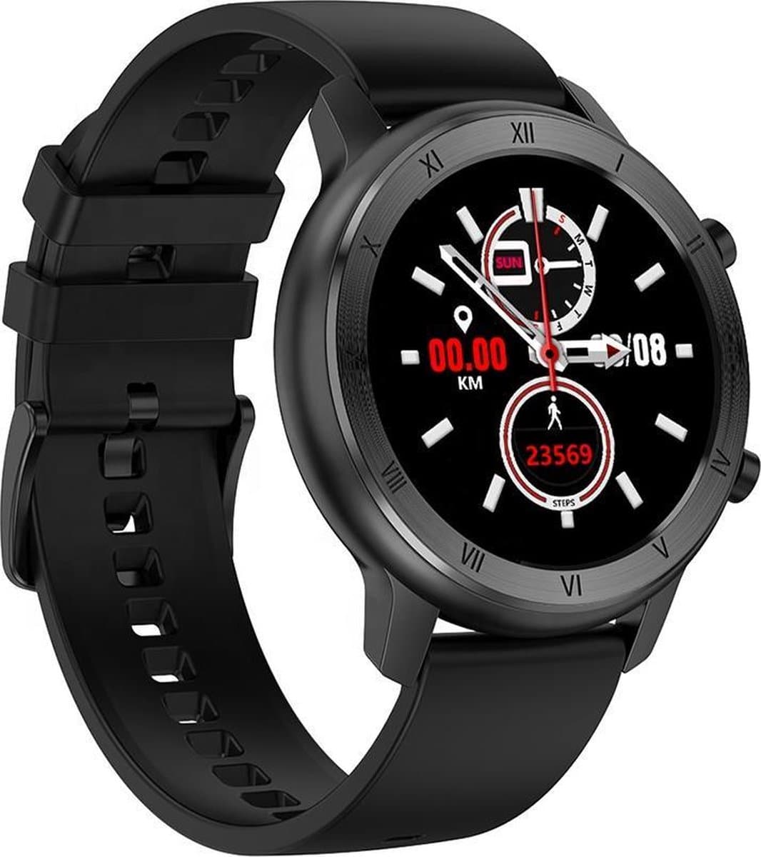 Belesy® LOVE - Smartwatch Dames - Smartwatch Heren - Horloge - Stappenteller - Full Circle – Diverse Wijzerplaten - Bloeddruk - Mutli sport - Siliconen - Zwart — afbeelding 1