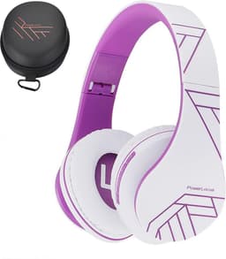 PowerLocus P2 - Draadloze Over-Ear Koptelefoon Inklapbaar - Bluetooth Hoofdtelefoon - Met microfoon – Headphone - Micro SD mode – Incl. Carry Case – Wit/Purper — thumbnail 1