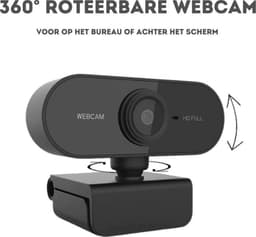 Webcam Full HD - 1080p - Webcam Met Microfoon - USB - Autofocus - Thuiswerken - Webcam voor PC - Zwart - Windows & Mac — thumbnail 4