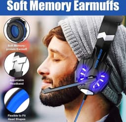 KOTION EACH G9000 Gaming Headset - PS4, laptops - Zwart/Blauw — thumbnail 5