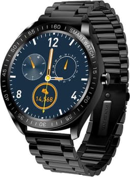 Belesy® POWER - Smartwatch Dames - Smartwatch Heren - Horloge - Stappenteller - 1.3 inch - 450+ wijzerplaten - Full Touch - Multi Sport - Hartslag - Calorieën - Saturatiemeter - Staal - Schakelband - Zwart - Moederdag — thumbnail 1
