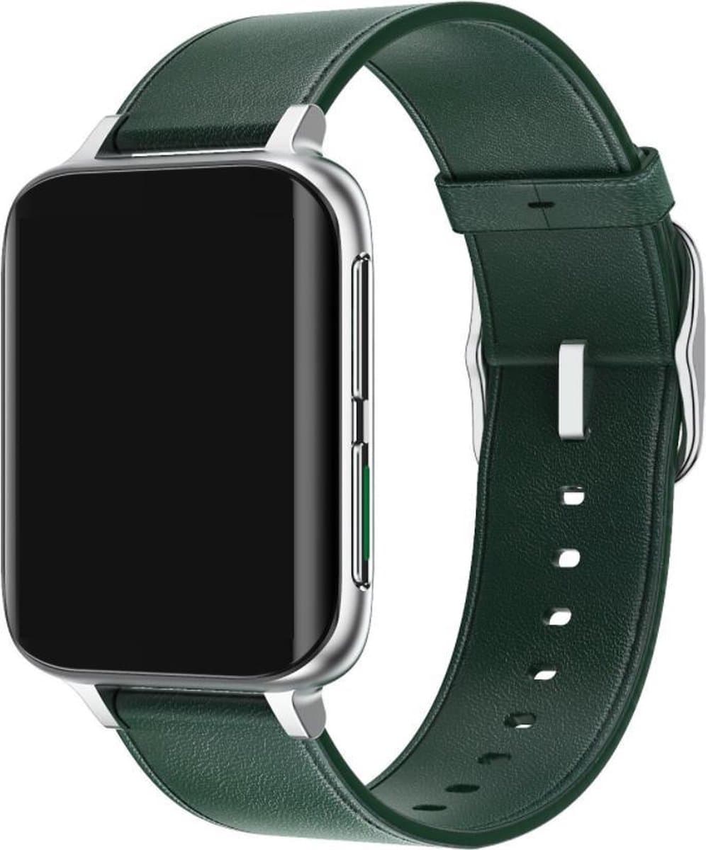 DrPhone CurvX - 3D Pixel Scherm - Smartwatch 44mm - 1.78 Inch 420*485 - ECG Fitness Tracker Hartslag - Leder Groen — afbeelding 1