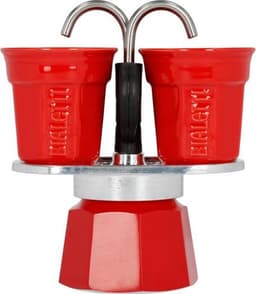 Bialetti Mini Express Rood 2 Kops – Inclusief 2 Espressokopjes – Aluminium Espressopot – Iconisch Italiaans Design — thumbnail 1
