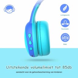Kinderkoptelefoon draadloos met Bluetooth- Opvouwbaar- Incl. Opbergzakje & kattenoortjes Blauw — thumbnail 2