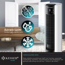 Thuys – Luxe Torenventilator – Geluidloos – Mobiele Airco zonder Afvoer – Afstandsbediening – Instelbare Snelheden – Modern Design – 60W – Wit — thumbnail 3