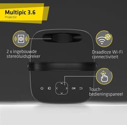 Draagbare Beamer tot 150 inch HD 720p 3500 Lumen WiFi Touch Control Panel - Home Cinema - Multipic 3.6 - HDMI USB AV AUDIO OUT - 16-9 4-3 - 2x Stereo Speakers - IR Beamer — thumbnail 5