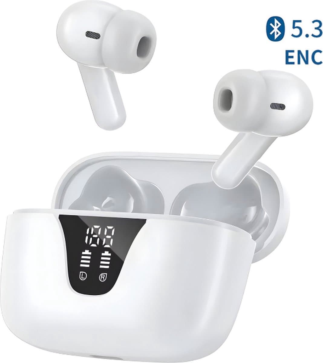 Soundvibe® Earbuds Pro Draadloos Met Air Noice Cancelling - Wit - Bluetooth - Hoofdtelefoon - Draadloze Oordopjes - USB C - Wireless Earphones - wireless pods - Oortjes — afbeelding 1