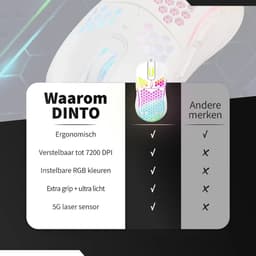 DINTO® Gaming Muis - Lichtgewicht - 7200 DPI - RGB - Game Muis - Optische — thumbnail 5