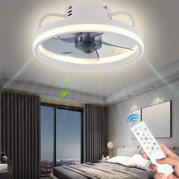 Witte Plafondventilator met Verlichting - Ventilator Lamp Plafond - Kroonluchter Ventilator - LED lamp - Stille Ventilator - Afstandsbediening - Dimbaar - Woonkamer Lamp - Ventilator Lampen - Slaapkamer lamp - Eetkamerlamp — thumbnail 1