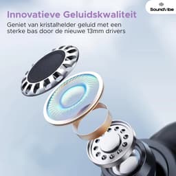 Soundvibe® - Earbuds Pro Zwart- Draadloos Met Noice Cancelling - Bluetooth Oordopjes - Noice Cancelling Hoofdtelefoon - Draadloze Oordopjes - Earbuds USB C - Wireless Earphones - Oortjes Draadloos — thumbnail 2