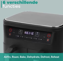 Equivera Dubbele Airfryer - Dubbele Mand - Dual Cook - Heteluchtfriteuse - Verschillende Programma's - Dual Zone - Mega — thumbnail 5
