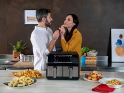 Equivera Dubbele Airfryer - Dubbele Mand - Dual Cook - Heteluchtfriteuse - Verschillende Programma's - Dual Zone - Mega — thumbnail 4