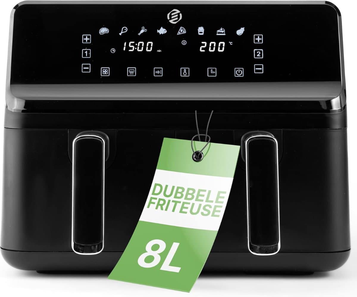 Equivera Dubbele Airfryer - Dubbele Mand - Dual Cook - Heteluchtfriteuse - Verschillende Programma's - Dual Zone - Mega — afbeelding 1