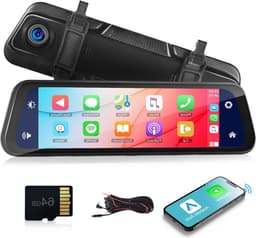 Spiegel dashcam draadloze Apple Carplay Android Auto 9.66 inch met touchscreen — thumbnail 1