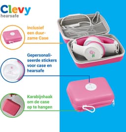 Clevy Hearsafe (Max 85 dB) - Koptelefoon voor kinderen met case - Roze - Ontworpen voor de schoolklas - Kids Headphone - Headset — thumbnail 3