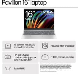 "HP Pavilion 16-af0040nd Intel Core Ultra 7 155U Laptop 40,6 cm (16"") 2K 16 GB LPDDR5x-SDRAM 1 TB SSD Wi-Fi 6 (802.11ax) Windows 11 Home AI PC Zilver" — thumbnail 4