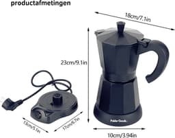 Elektrische percolator - Elektrische espresso maker - 300ml capaciteit/6 Kopjes - Zwart — thumbnail 3