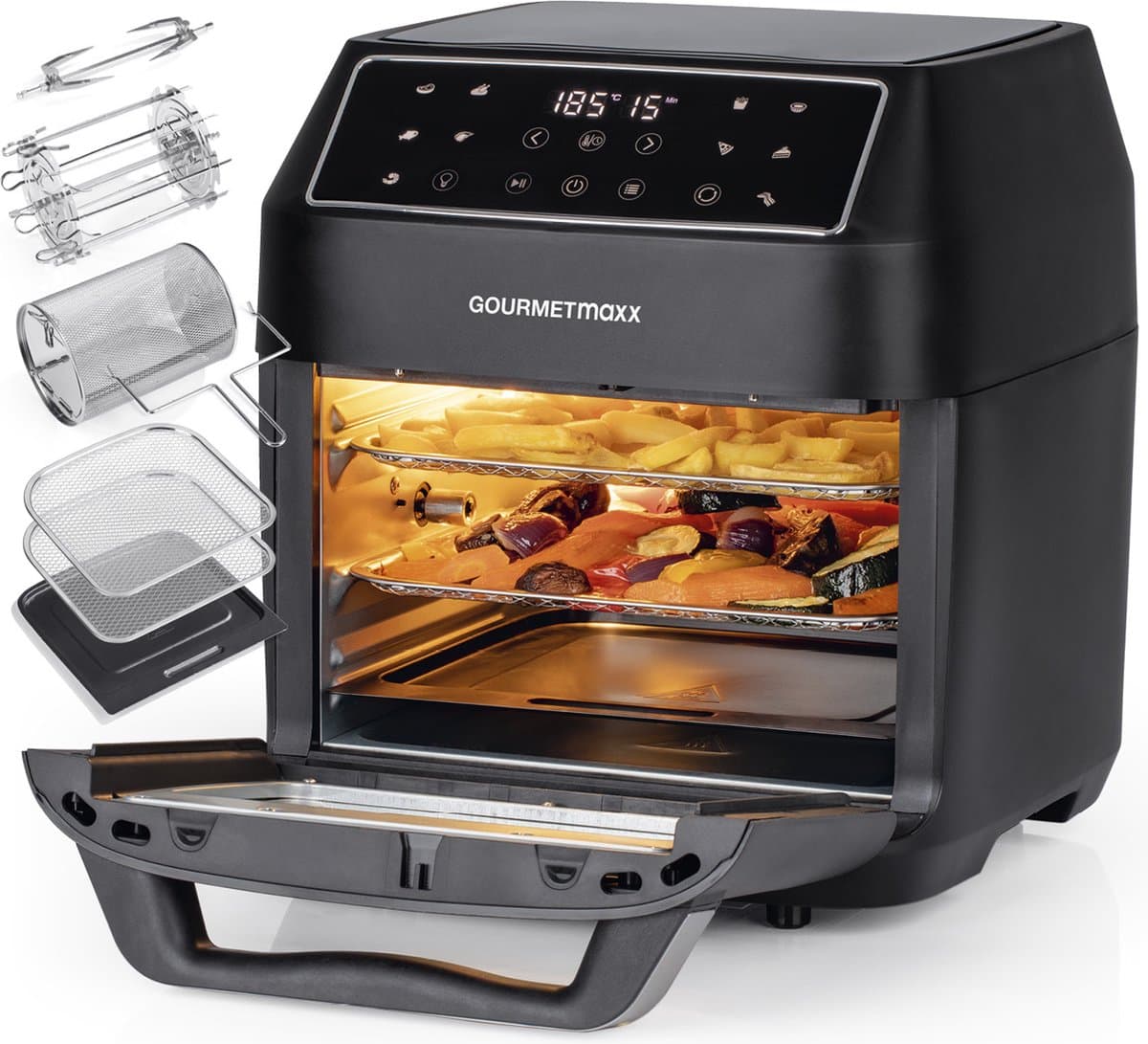 GOURMETmaxx Heteluchtoven Digitaal 12l - Zwart — afbeelding 1
