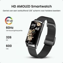Avalue Luxe AMOLED Smartwatch Dames - Activity Tracker - Bluetooth Call - Stappenteller - Bloeddrukmeter - RVS en Siliconen Band — thumbnail 2