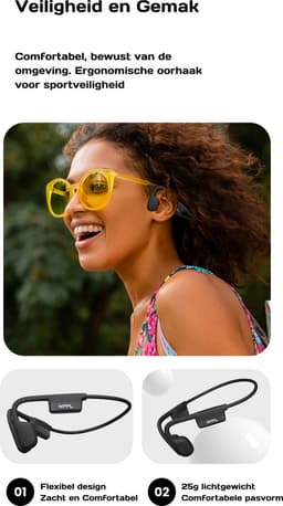 WPPL – Bone Conduction Headphone – Open Ear Koptelefoon – Sport koptelefoon – Sport oordopjes – Sport oortjes - Draadloos – Bluetooth - Waterbestendig – Lichtgewicht, Sportief & Veilig – Met Microfoon – Zwart — thumbnail 3
