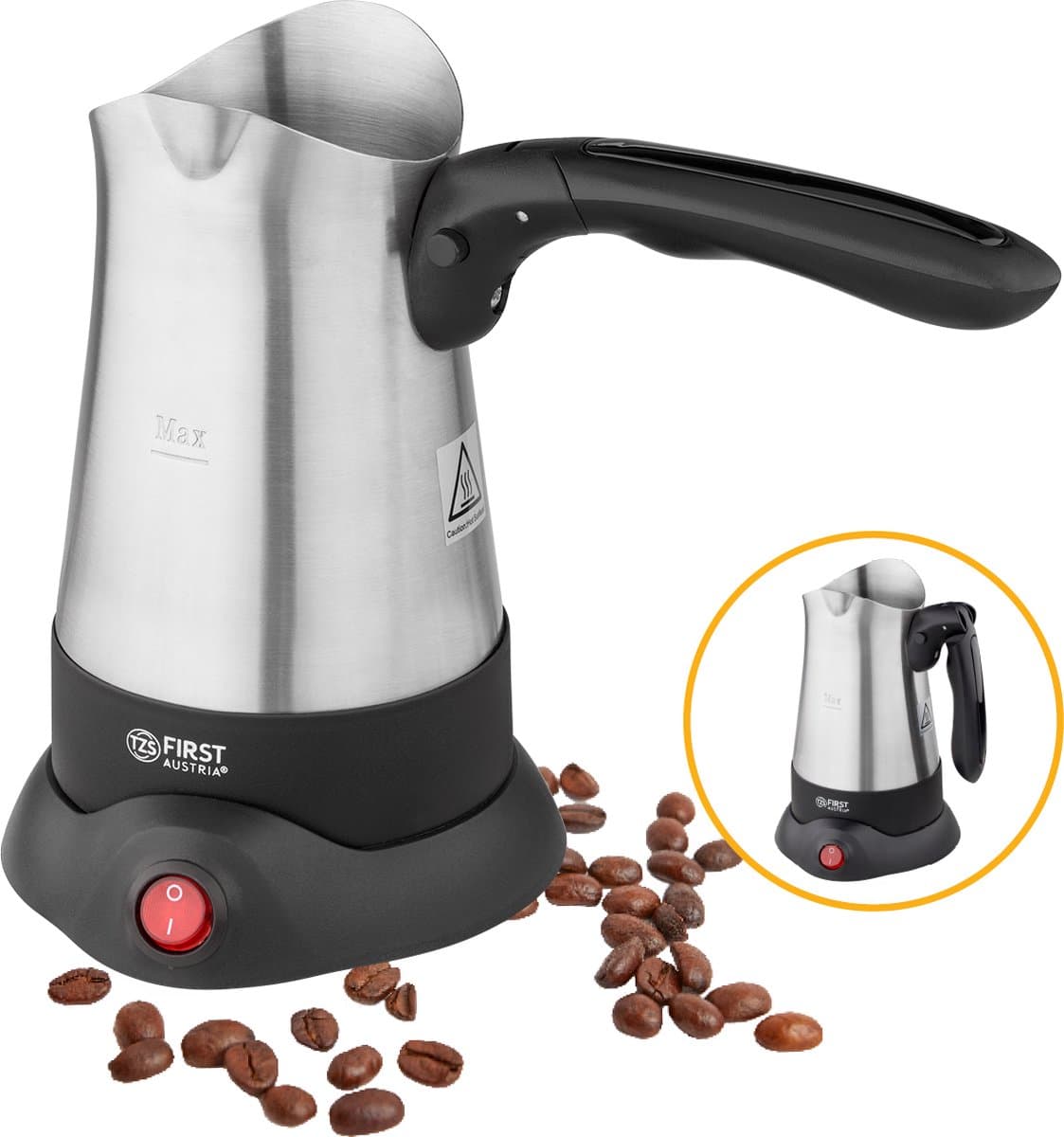 TZS First Austria Turkse Koffiemachine - Turkse Koffieapparaat - 3 Kopjes - Turkish Coffee Maker - 800W - RVS — afbeelding 1