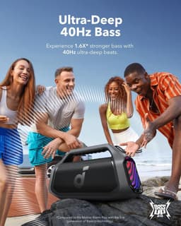 soundcore Anker Boom 2 Plus Buitenluidspreker - Bluetooth - 140W - 2+2 kanalen - BassUp 2.0 - 20 uur - Snel opladen - IPX7 - Waterdicht - RGB-verlichting - USB-C - Powerbank - Voor kamperen - Strand - Tuin — thumbnail 3